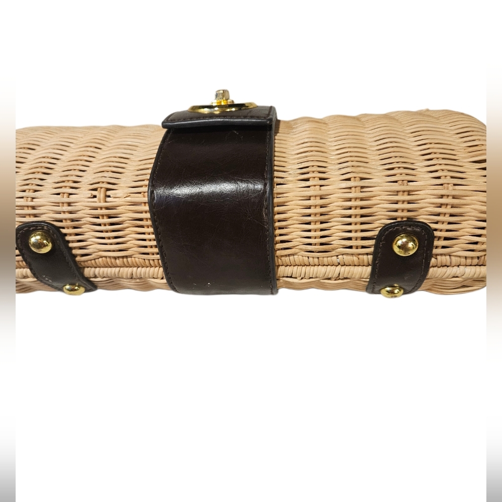 Vintage Collection Woven Wicker Cylinder Clutch | Paisley Lining - Picture 5 of 7
